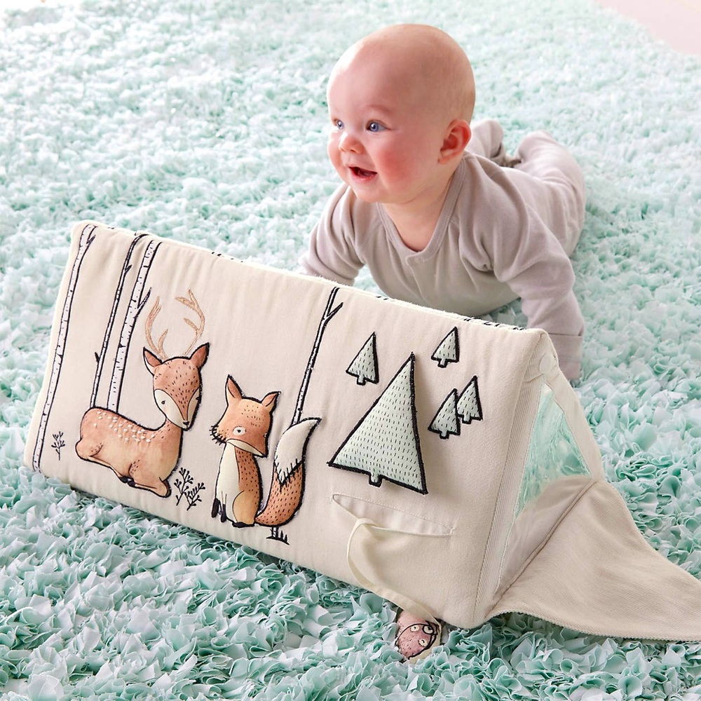 Crate&Barrel Cream and Brown Animal Play Pillow